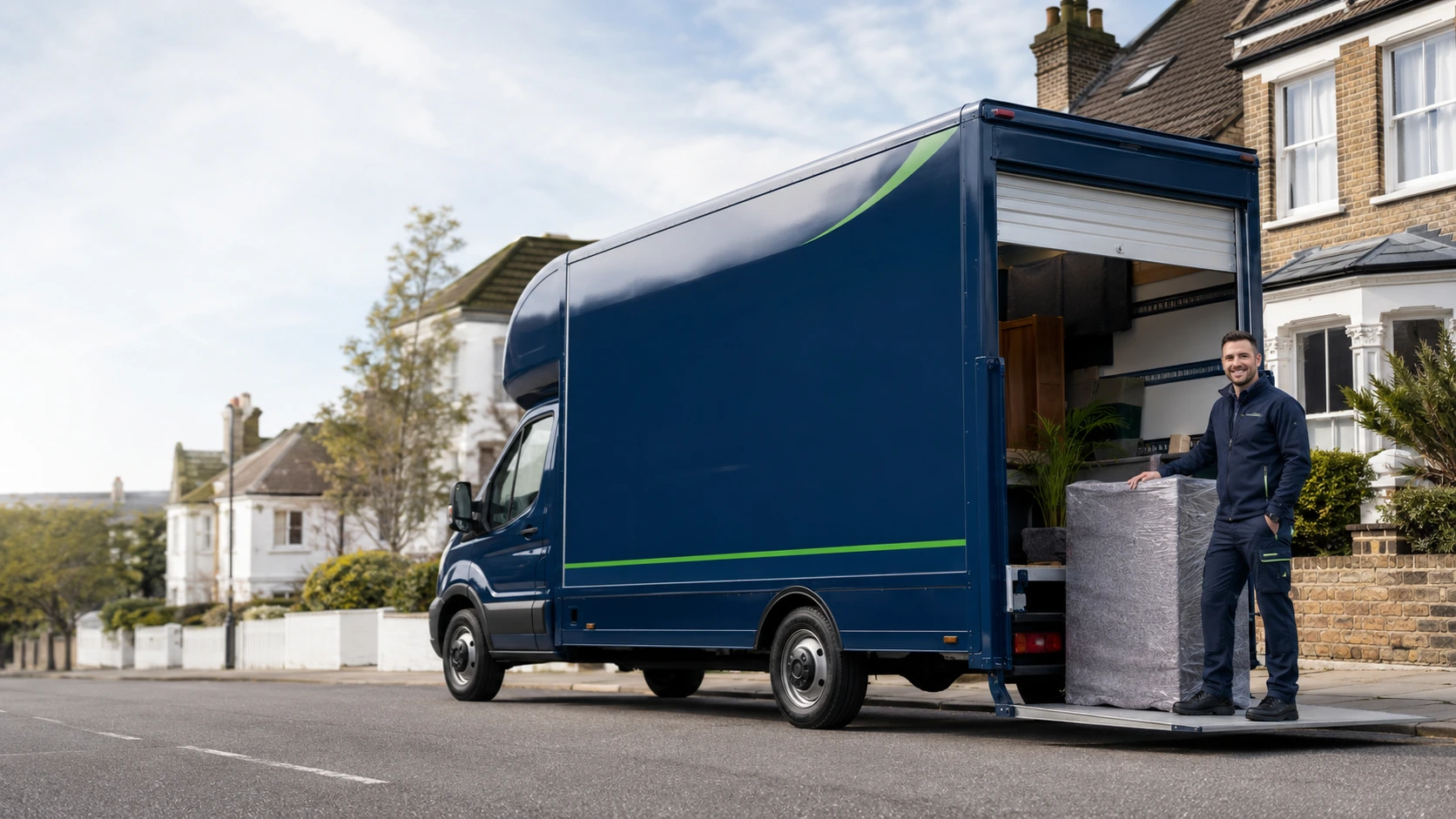 Ascot Management man and van service loading items for a move in Glasgow