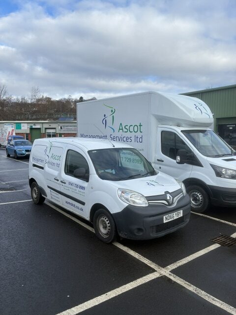 Ascot Management man and van loading furniture for a customer in Glasgow
